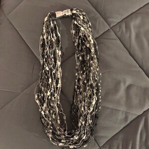 Multi-Strand Black & Silver Statement Necklace